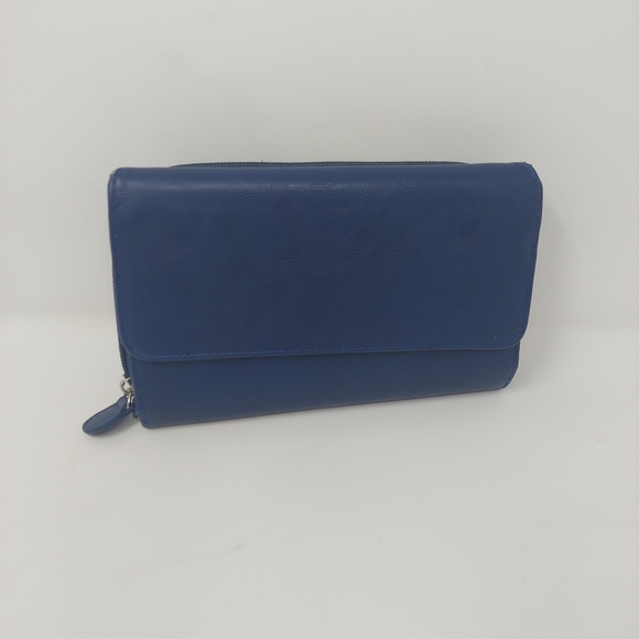 Safe Keeper Dark Blue Faux Leather RFID Zip Around Trifold Snap Closure Wallet - Picture 10 of 10